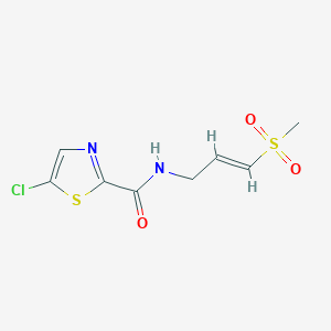 molecular formula C8H9ClN2O3S2 B2445336 5-Chloro-N-[(E)-3-methylsulfonylprop-2-enyl]-1,3-thiazole-2-carboxamide CAS No. 2305571-64-4