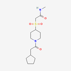 molecular formula C15H26N2O4S B2445343 2-((1-(2-环戊基乙酰)哌啶-4-基)磺酰基)-N-甲基乙酰胺 CAS No. 1795300-86-5