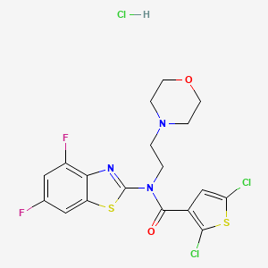 molecular formula C18H16Cl3F2N3O2S2 B2445357 2,5-dichloro-N-(4,6-difluorobenzo[d]thiazol-2-yl)-N-(2-morpholinoethyl)thiophene-3-carboxamide hydrochloride CAS No. 1329889-38-4