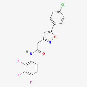 molecular formula C17H10ClF3N2O2 B2445358 2-(5-(4-chlorophenyl)isoxazol-3-yl)-N-(2,3,4-trifluorophenyl)acetamide CAS No. 946284-12-4