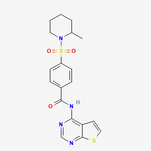 4-((2-methylpiperidin-1-yl)sulfonyl)-N-(thieno[2,3-d]pyrimidin-4-yl)benzamide