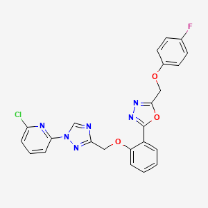 2-chloro-6-{3-[(2-{5-[(4-fluorophenoxy)methyl]-1,3,4-oxadiazol-2-yl}phenoxy)methyl]-1H-1,2,4-triazol-1-yl}pyridine
