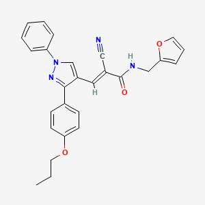 (E)-2-cyano-N-(furan-2-ylmethyl)-3-[1-phenyl-3-(4-propoxyphenyl)pyrazol-4-yl]prop-2-enamide