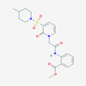 molecular formula C21H25N3O6S B2445375 methyl 2-(2-(3-((4-methylpiperidin-1-yl)sulfonyl)-2-oxopyridin-1(2H)-yl)acetamido)benzoate CAS No. 1251694-74-2