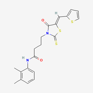 molecular formula C20H20N2O2S3 B2445380 (Z)-N-(2,3-dimethylphenyl)-4-(4-oxo-5-(thiophen-2-ylmethylene)-2-thioxothiazolidin-3-yl)butanamide CAS No. 333443-09-7