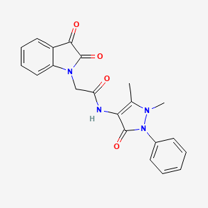 molecular formula C21H18N4O4 B2445383 N-(1,5-dimethyl-3-oxo-2-phenyl-2,3-dihydro-1H-pyrazol-4-yl)-2-(2,3-dioxo-2,3-dihydro-1H-indol-1-yl)acetamide CAS No. 617694-81-2
