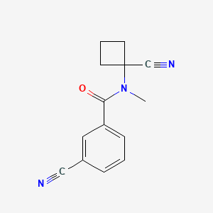 molecular formula C14H13N3O B2445391 3-cyano-N-(1-cyanocyclobutyl)-N-methylbenzamide CAS No. 1223018-39-0
