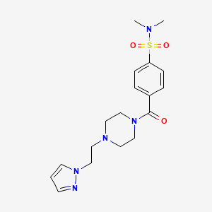 molecular formula C18H25N5O3S B2445394 4-(4-(2-(1H-pyrazol-1-yl)ethyl)piperazine-1-carbonyl)-N,N-dimethylbenzenesulfonamide CAS No. 1286710-10-8