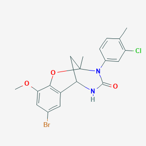 molecular formula C19H18BrClN2O3 B2445396 8-bromo-3-(3-chloro-4-methylphenyl)-10-methoxy-2-methyl-5,6-dihydro-2H-2,6-methanobenzo[g][1,3,5]oxadiazocin-4(3H)-one CAS No. 899353-80-1