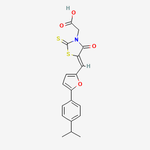 molecular formula C19H17NO4S2 B2445401 (Z)-2-(5-((5-(4-isopropylphenyl)furan-2-yl)methylene)-4-oxo-2-thioxothiazolidin-3-yl)acetic acid CAS No. 883468-64-2