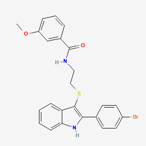 N-(2-((2-(4-bromophenyl)-1H-indol-3-yl)thio)ethyl)-3-methoxybenzamide