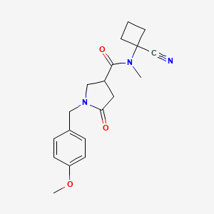 molecular formula C19H23N3O3 B2445407 N-(1-cyanocyclobutyl)-1-[(4-methoxyphenyl)methyl]-N-methyl-5-oxopyrrolidine-3-carboxamide CAS No. 1311705-56-2