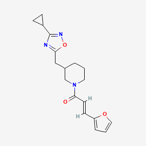 molecular formula C18H21N3O3 B2445411 (E)-1-(3-((3-cyclopropyl-1,2,4-oxadiazol-5-yl)methyl)piperidin-1-yl)-3-(furan-2-yl)prop-2-en-1-one CAS No. 1706508-23-7
