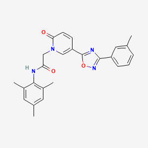 molecular formula C25H24N4O3 B2445430 2-{5-[3-(3-methylphenyl)-1,2,4-oxadiazol-5-yl]-2-oxopyridin-1(2H)-yl}-N-(2,4,6-trimethylphenyl)acetamide CAS No. 1326878-86-7