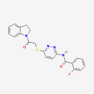 2-fluoro-N-(6-((2-(indolin-1-yl)-2-oxoethyl)thio)pyridazin-3-yl)benzamide