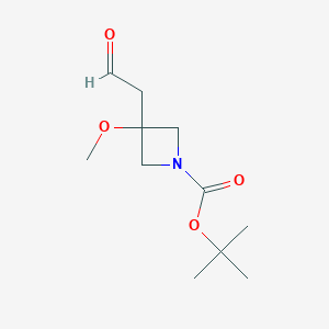 molecular formula C11H19NO4 B2445435 叔丁基 3-甲氧基-3-(2-氧代乙基)氮杂环丁烷-1-羧酸酯 CAS No. 1781142-67-3