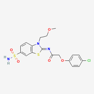 molecular formula C18H18ClN3O5S2 B2445436 (Z)-2-(4-chlorophenoxy)-N-(3-(2-methoxyethyl)-6-sulfamoylbenzo[d]thiazol-2(3H)-ylidene)acetamide CAS No. 865159-99-5