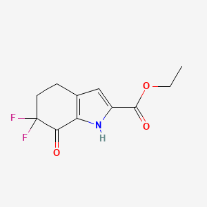 molecular formula C11H11F2NO3 B2445438 Ethyl 6,6-Difluoro-7-oxo-4,5,6,7-tetrahydro-1H-indole-2-carboxylate CAS No. 1433990-09-0