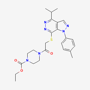 molecular formula C24H30N6O3S B2445450 ethyl 4-(2-((4-isopropyl-1-(p-tolyl)-1H-pyrazolo[3,4-d]pyridazin-7-yl)thio)acetyl)piperazine-1-carboxylate CAS No. 1207029-69-3