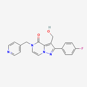 molecular formula C19H15FN4O2 B2445455 2-(4-fluorophenyl)-3-(hydroxymethyl)-5-(pyridin-4-ylmethyl)pyrazolo[1,5-a]pyrazin-4(5H)-one CAS No. 1340955-23-8