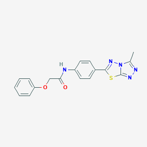 molecular formula C18H15N5O2S B244547 N-[4-(3-methyl[1,2,4]triazolo[3,4-b][1,3,4]thiadiazol-6-yl)phenyl]-2-phenoxyacetamide 