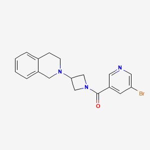 molecular formula C18H18BrN3O B2445475 (5-bromopyridin-3-yl)(3-(3,4-dihydroisoquinolin-2(1H)-yl)azetidin-1-yl)methanone CAS No. 2034264-42-9