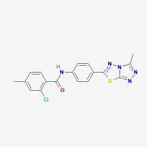 molecular formula C18H14ClN5OS B244548 2-chloro-4-methyl-N-[4-(3-methyl[1,2,4]triazolo[3,4-b][1,3,4]thiadiazol-6-yl)phenyl]benzamide 