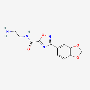 molecular formula C12H12N4O4 B2445491 N-(2-氨基乙基)-3-(1,3-苯并二氧杂环-5-基)-1,2,4-恶二唑-5-甲酰胺 CAS No. 938007-34-2