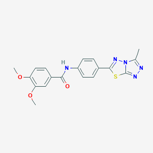 molecular formula C19H17N5O3S B244550 3,4-dimethoxy-N-[4-(3-methyl[1,2,4]triazolo[3,4-b][1,3,4]thiadiazol-6-yl)phenyl]benzamide 
