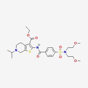 molecular formula C26H37N3O7S2 B2445502 ethyl 2-(4-(N,N-bis(2-methoxyethyl)sulfamoyl)benzamido)-6-isopropyl-4,5,6,7-tetrahydrothieno[2,3-c]pyridine-3-carboxylate CAS No. 489470-91-9