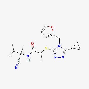 N-(2-Cyano-3-methylbutan-2-yl)-2-[[5-cyclopropyl-4-(furan-2-ylmethyl)-1,2,4-triazol-3-yl]sulfanyl]propanamide