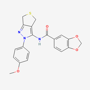 molecular formula C20H17N3O4S B2445517 N-(2-(4-methoxyphenyl)-4,6-dihydro-2H-thieno[3,4-c]pyrazol-3-yl)benzo[d][1,3]dioxole-5-carboxamide CAS No. 476458-18-1