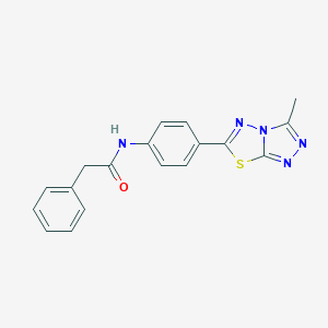 molecular formula C18H15N5OS B244552 N-[4-(3-methyl[1,2,4]triazolo[3,4-b][1,3,4]thiadiazol-6-yl)phenyl]-2-phenylacetamide 