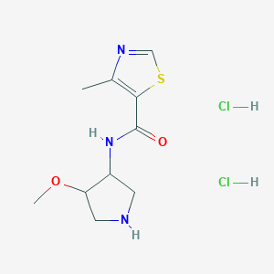 molecular formula C10H17Cl2N3O2S B2445528 N-(4-methoxypyrrolidin-3-yl)-4-methyl-1,3-thiazole-5-carboxamide dihydrochloride CAS No. 1955556-91-8
