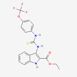 molecular formula C19H16F3N3O3S B2445531 ethyl 3-[[4-(trifluoromethoxy)phenyl]carbamothioylamino]-1H-indole-2-carboxylate CAS No. 686736-68-5