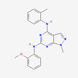 molecular formula C20H20N6O B2445541 6-N-(2-methoxyphenyl)-1-methyl-4-N-(2-methylphenyl)pyrazolo[3,4-d]pyrimidine-4,6-diamine CAS No. 896005-25-7