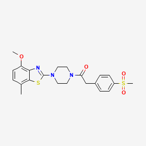 molecular formula C22H25N3O4S2 B2445543 1-(4-(4-甲氧基-7-甲基苯并[d]噻唑-2-基)哌嗪-1-基)-2-(4-(甲磺酰基)苯基)乙酮 CAS No. 941971-85-3