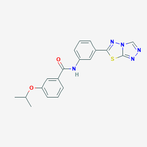 molecular formula C19H17N5O2S B244555 3-isopropoxy-N-(3-[1,2,4]triazolo[3,4-b][1,3,4]thiadiazol-6-ylphenyl)benzamide 