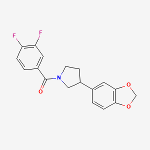 molecular formula C18H15F2NO3 B2445555 (3-(苯并[d][1,3]二氧杂环-5-基)吡咯烷-1-基)(3,4-二氟苯基)甲酮 CAS No. 1329251-58-2