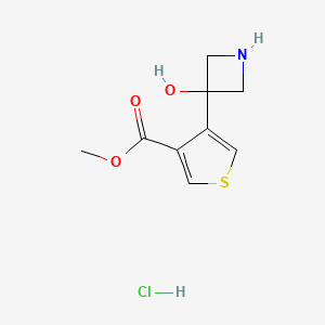 molecular formula C9H12ClNO3S B2445568 4-(3-羟基氮杂环丁烷-3-基)噻吩-3-羧酸甲酯；盐酸盐 CAS No. 2416235-26-0