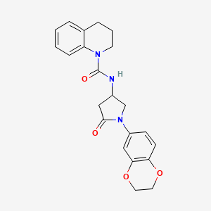N-(1-(2,3-dihydrobenzo[b][1,4]dioxin-6-yl)-5-oxopyrrolidin-3-yl)-3,4-dihydroquinoline-1(2H)-carboxamide