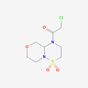 molecular formula C8H13ClN2O4S B2445587 2-Chloro-1-(4,4-dioxo-2,3,6,7,9,9a-hexahydro-[1,4]oxazino[4,3-b][1,2,4]thiadiazin-1-yl)ethanone CAS No. 2411270-75-0