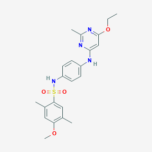 molecular formula C22H26N4O4S B2445606 N-(4-((6-ethoxy-2-methylpyrimidin-4-yl)amino)phenyl)-4-methoxy-2,5-dimethylbenzenesulfonamide CAS No. 946304-15-0