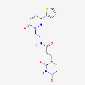 molecular formula C17H17N5O4S B2445609 3-(2,4-dioxo-3,4-dihydropyrimidin-1(2H)-yl)-N-(2-(6-oxo-3-(thiophen-2-yl)pyridazin-1(6H)-yl)ethyl)propanamide CAS No. 1219914-04-1