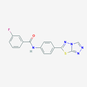 molecular formula C16H10FN5OS B244561 3-fluoro-N-(4-[1,2,4]triazolo[3,4-b][1,3,4]thiadiazol-6-ylphenyl)benzamide 