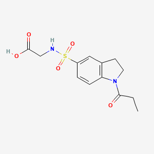 molecular formula C13H16N2O5S B2445624 {[(1-propionyl-2,3-dihydro-1H-indol-5-yl)sulfonyl]amino}acetic acid CAS No. 899718-42-4