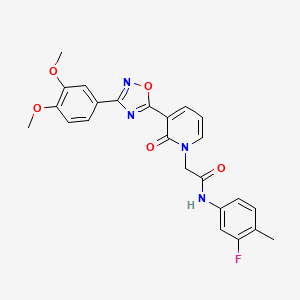 molecular formula C24H21FN4O5 B2445631 2-[3-[3-(3,4-dimethoxyphenyl)-1,2,4-oxadiazol-5-yl]-2-oxopyridin-1(2H)-yl]-N-(3-fluoro-4-methylphenyl)acetamide CAS No. 1105226-08-1