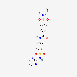 molecular formula C24H27N5O5S2 B2445632 4-(氮杂环己-1-磺酰基)-N-[4-[(4-甲基嘧啶-2-基)磺酰氨基]苯基]苯甲酰胺 CAS No. 448937-24-4