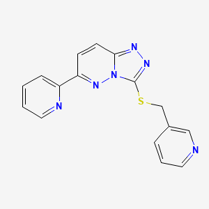 molecular formula C16H12N6S B2445636 6-(Pyridin-2-yl)-3-((pyridin-3-ylmethyl)thio)-[1,2,4]triazolo[4,3-b]pyridazine CAS No. 894055-03-9