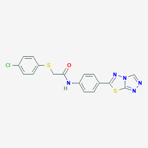 2-[(4-chlorophenyl)sulfanyl]-N-(4-[1,2,4]triazolo[3,4-b][1,3,4]thiadiazol-6-ylphenyl)acetamide